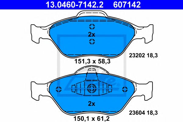 Купить ATE 13.0460-7142.2 Колодки тормозные дисковые передн, FORD: FIESTA IV 1.25 i 16V/1.3 i/1.4 i 16V/1.6/1.6 16V Sport/1.8 D/1.8 DI 95-02, FIESTA V 1.25 16V/1.3/1.4 16V/1.4 TDCi/1.6 16V/1.6 TDCi 01-
