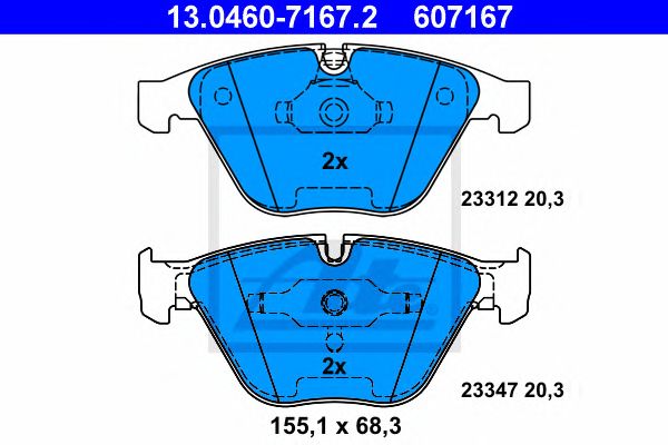 Купить ATE 13.0460-7167.2 Колодки тормозные дисковые передн, BMW: 1 купе M 07-, 3 M3 4.0 05-11, 3 кабрио M3 06-, 3 купе M/M GTS 06-, 5 520 d/520 i/523 i/525 d/525 d xDrive/525 i/525 i xDrive/525 xd/525