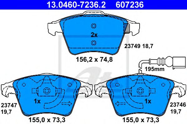Купить ATE 13-0460-7236-2 Колодки торм.пер./дат.
