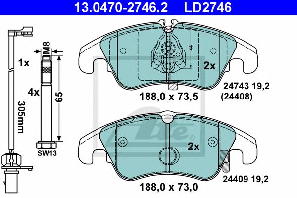 Купить ATE 13-0470-2746-2 Колодки торм.пер. CERAMIC
