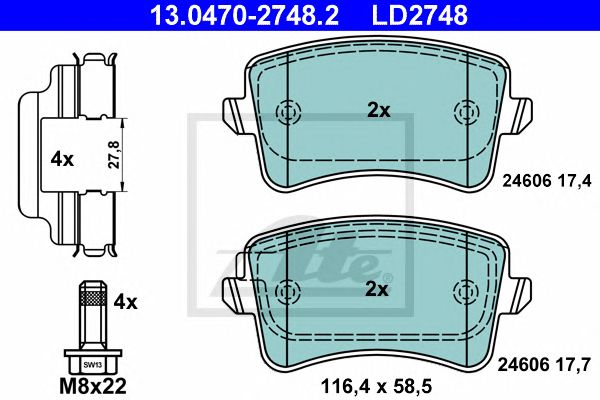 Купить ATE 13-0470-2748-2 Колодки торм.зад. CERAMIC