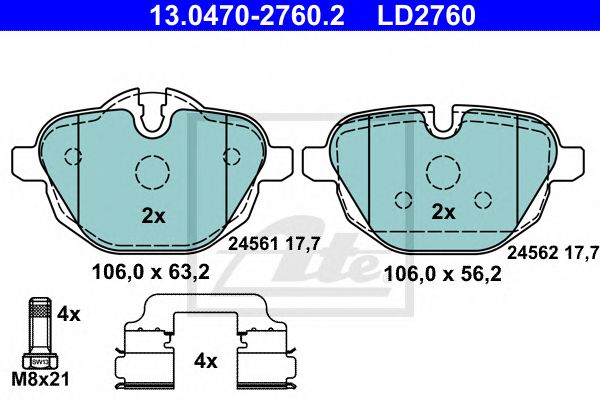 Купить ATE 13-0470-2760-2 Колодки торм.задн. CERAMIC