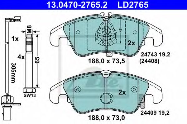 Купить ATE 13-0470-2765-2 Колодки торм.передн. CERAMIC