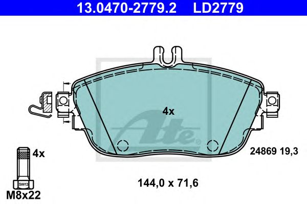 Купить ATE 13-0470-2779-2 Колодки торм.передн. CERAMIC