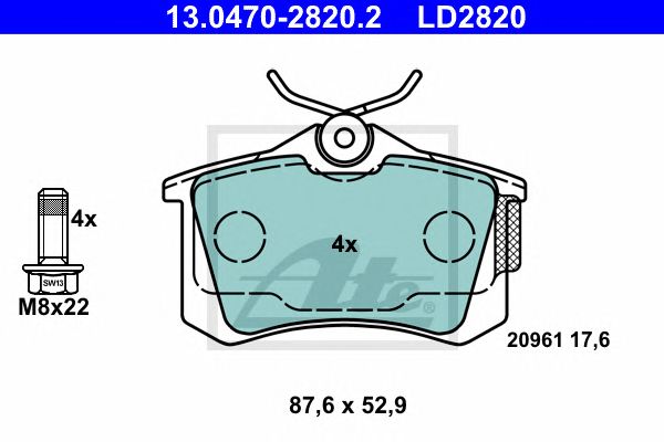 Купить ATE 13-0470-2820-2 Колодки торм.зад. CERAMIC