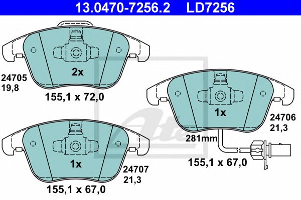 Купить ATE 13-0470-7256-2 Колодки торм.пер./дат. CERAMIC