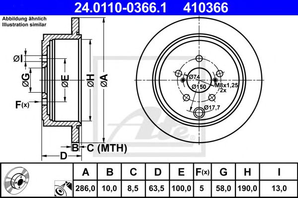 Купить ATE 24.0110-0366.1 Диск тормозной задн, SUBARU: BRZ 2.0 12-, FORESTER 2.0/2.0 D/2.5 08-, IMPREZA Наклонная задняя часть 2.0/2.0 D 4WD/2.0 i 4WD/2.5 4WD 08-, LEGACY V 2.0 D/2.0 i/2.5