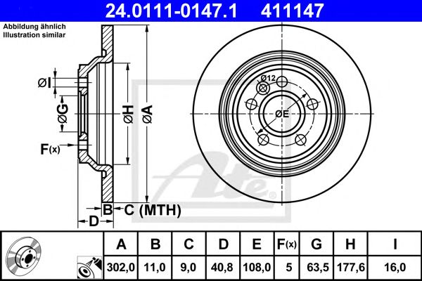 Купить ATE 24.0111-0147.1 Диск тормозной задн, VOLVO: S60 II 2.0 T/D3/D4/D5/D5 AWD/DRIVe/ D2/T3/T4/T4F/T5/T6 AWD 10-, S80 II 1.6 D DRIVe/1.6 DRIVe/2.0/2.0 FlexFuel/2.0 T/2.0 TDi/2.4 D/2.5 T