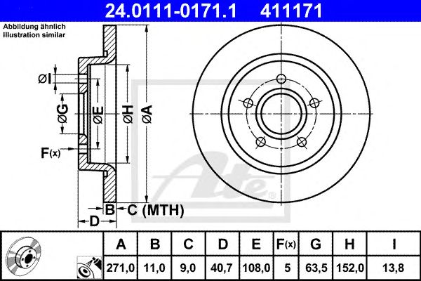 Купить ATE 24.0111-0171.1 Диск тормозной задн, FORD: FOCUS III 1.0 EcoBoost/1.6 EcoBoost/1.6 Flexifuel/1.6 LPG/1.6 TDCi/1.6 TDCi ECOnetic/1.6 Ti/2.0 ST/2.0 TDCi 11-, FOCUS III Turnier 1.0 E