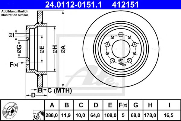 Купить ATE 24.0112-0151.1 Диск тормозной задн, VOLVO: S60 2.0 T/2.3 T5/2.4/2.4 AWD/2.4 Bifuel/2.4 D/2.4 D5/2.4 T/2.4 T AWD/2.4 T5/2.5 T/2.5 T AWD/T5 00-10, S80 I 2.0/2.0 T/2.4/2.4 Bifuel/2.