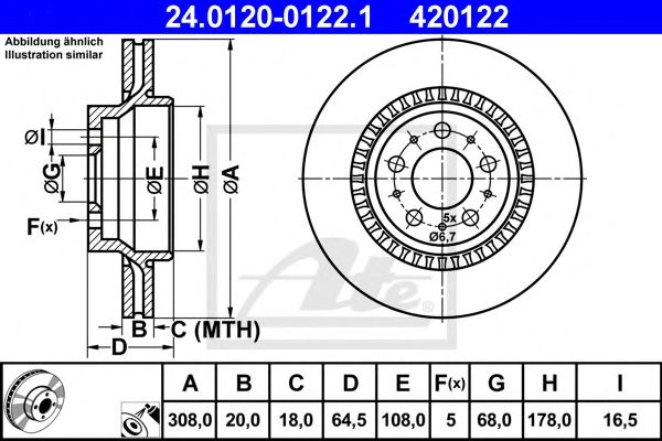 Купить ATE 24.0120-0122.1 Диск тормозной задн, VOLVO: XC90 2.5 T/3.2/3.2 AWD/D3/ D5/D5/T6/V8 02-