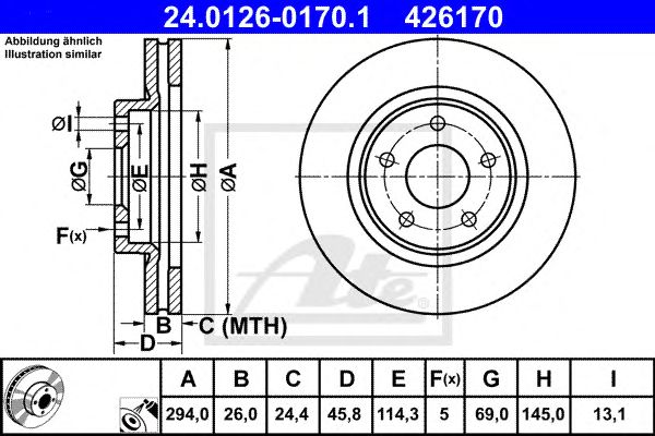 Купить ATE 24.0126-0170.1 Диск тормозной передн, CHRYSLER: SEBRING 2.0 CRD/2.0 VVT/2.4 VVT/2.7 VVT/3.5 AWD 07-10, SEBRING кабрио 2.0 CRD/2.4 VVT/2.7/2.7 VVT 07-10 \ CITROEN: C4 AIRCROSS 1.6