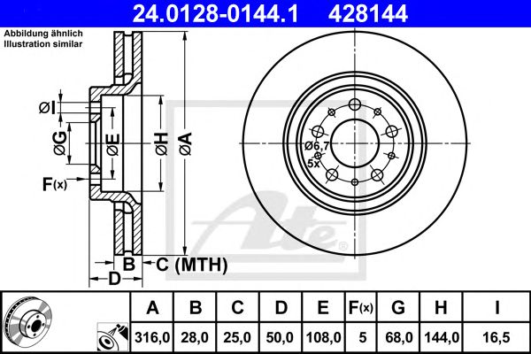 Купить ATE 24.0128-0144.1 Диск тормозной передн, VOLVO: S60 2.0 T/2.3 T5/2.4/2.4 AWD/2.4 Bifuel/2.4 D/2.4 D5/2.4 T/2.4 T AWD/2.4 T5/2.5 T/2.5 T AWD/T5 00-10, XC90 2.5 T/3.2/3.2 AWD/D3/ D5/D