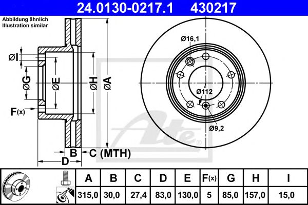 Купить ATE 24.0130-0217.1 Диск тормозной ,MERCEDES-BENZ: G-CLASS G 280 CDI/G 300 CDI 90-, G-CLASS 200 GE/230 GE/250 GD/300 GD/300 GE/350 Turbo GD/G 270 CDI/G 300 TD/G 320/G 320/G 320 CDI/G 35