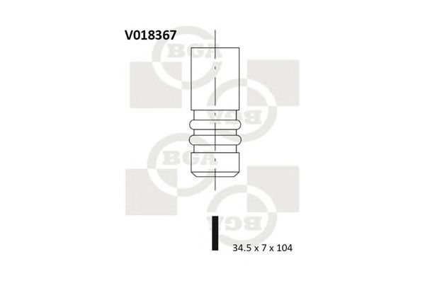 Купить BGA V018367 Клапан двигателя впускной [34.5x7x104] FORD ESCORT, FIESTA, KA, ORION / MAZDA 121 1.1/1.3 85-08