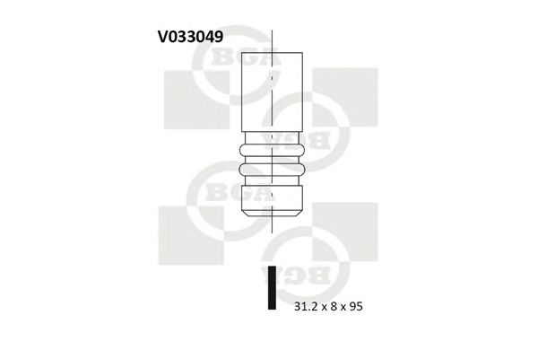 Купить BGA V033049 Клапан двигателя выпускной [31.2x8x95.0] VW/AUDI/SEAT/SKO 1.9-2.5D/TD [1T/1Y/3D/AAS/AAT/AAZ/ABP/AEF/AGD]89-04
