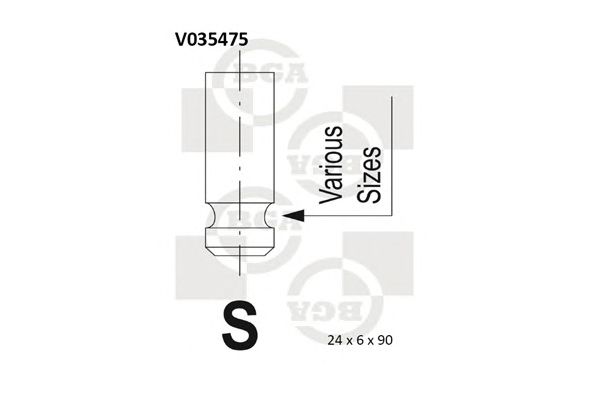 Купить BGA V035475 Клапан двигателя выпускной [24x6x90] LAND ROVER FREELANDER / MG TF, ZR, MGF / ROVER 100, 200, 25, 400, 45, 75 1.4-1.8 16V (14K4) 89-09