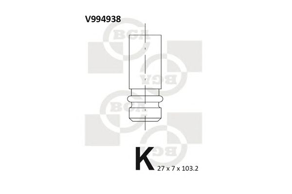 Купить BGA V994938 Клапан двигателя выпускной [27x7x103.3] RENAULT LAGUNA, SAFRANE / VOLVO 850, 960, C30, C70, S40, S60, S70, S80, S90, V40, V50, V70, V90, XC70 1.6-2.9 90-12