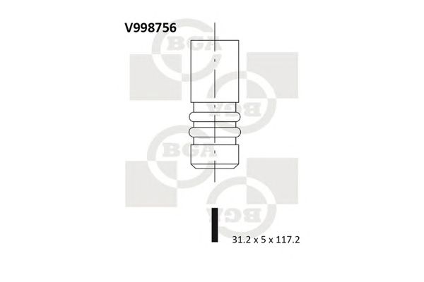 Купить BGA V998756 Клапан двигателя впускной [31.2x5x117.2] OPEL ASTRA G/H, INSIGNIA, VECTRA C, FIRA 1.6 [Z16XEP ECOTEC] 98-
