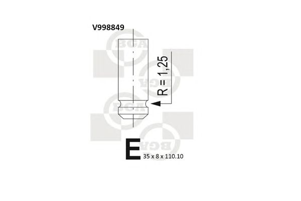 Купить BGA V998849 Клапан двигателя впускной [35x8x110.1] OPEL ARENA / RENAULT CLIO, KANGOO, MEGANE, THALIA, TRAFIC 1.9 91-05