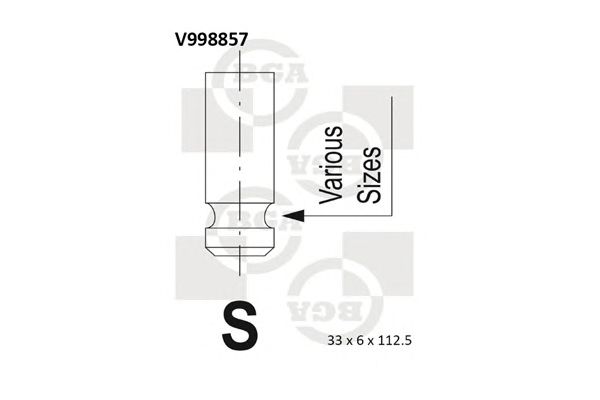 Купить BGA V998857 Клапан двигателя впускной [33x6x112.5] MITSUBISHI ECLIPSE II/GALANT II-VI/L200/LANCER/PAJERO II/SPACE RUNNER 2.0/2.4/GLXi 87-04