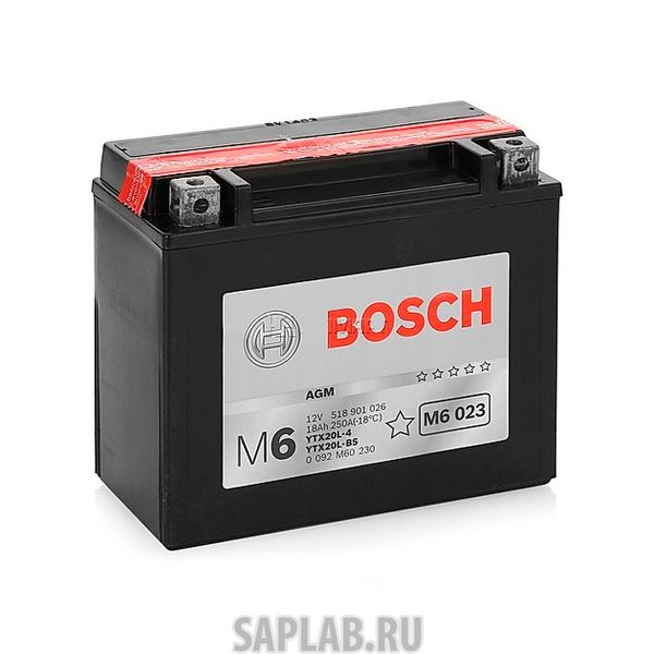Купить BOSCH 0092M60230 Аккумуляторная Батарея Agm [12v 18ah 250a B00] BOSCH 0092M60230