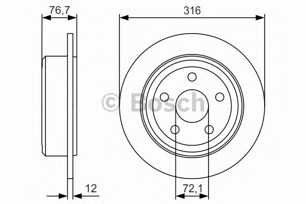 Купить BOSCH 0986479R08 Диск тормозной задн JEEP: WRANGLER II (TJ) 2.8 CRDi 96-08, WRANGLER III (JK) 2.8 CRD/3.8 07-