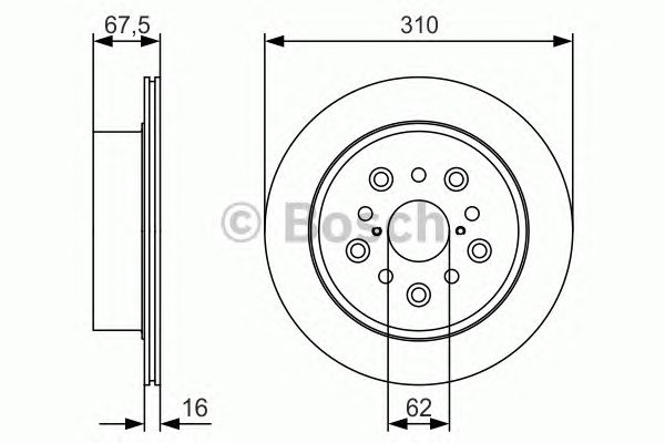 Купить BOSCH 0986479R25 Диск тормозной задний, LEXUS: LS 430 (UCF30) 00-06