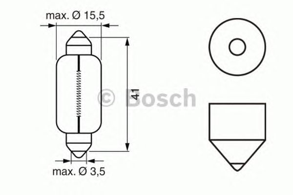 Купить BOSCH 1987302238 Лампа накаливания 10шт в упаковке T15x43 12V 15W SV8.58 Pure Light (стандартные характеристики)