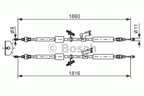 Купить BOSCH 1987482189 Трос стояночного тормоза FORD C-MAX/FOCUS 05- 1483мм задний