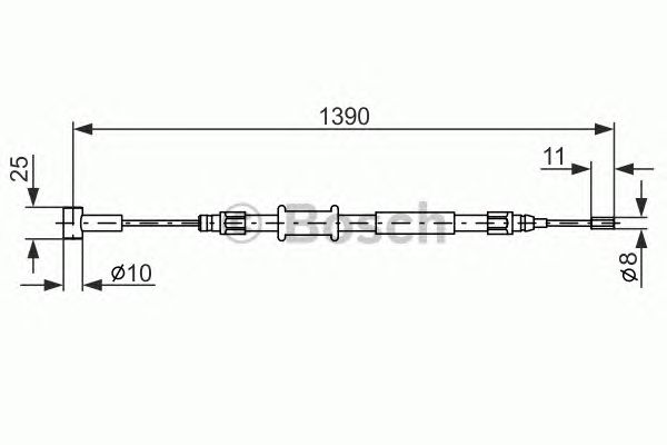 Купить BOSCH 1987482213 Трос стояночного тормоза PEUGEOT BOXER, CITROEN JUMPER, FIAT DUCATO задний 06- 1075мм