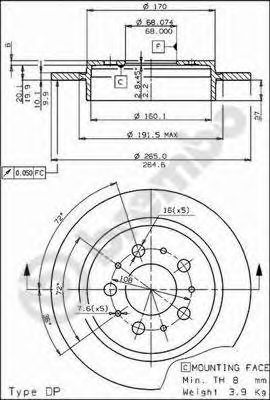Купить BREMBO 08528810 08528810 Диск тормозной