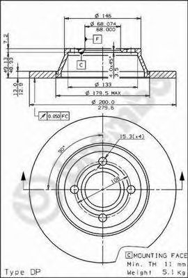 Купить BREMBO 08.5709.10 Диск тормозной передн AUDI: 80 91-94, 80 Avant 91-96