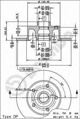 Купить BREMBO 08.6911.14 Диск тормозной задн AUDI: A4 95-00, A4 Avant 95-01