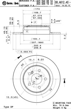 Купить BREMBO 08.A612.41 Диск тормозной 08.A612.41
