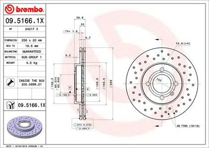 Купить запчасть BREMBO - 0951661X 