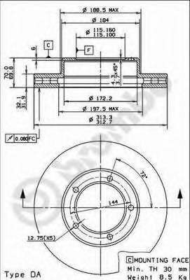 Купить BREMBO 09914311 ДИСК ТОРМОЗНОЙ ПЕРЕД / LC100 / C32093