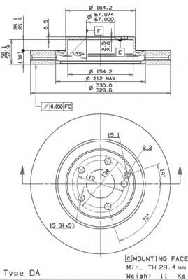 Купить BREMBO 09982521 09.9825.21 диск тормозной передний!\ MB W211/S211/C219/X204 3.0-5.0/3.2CDi/4.0CDi 02>
