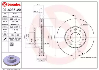 Купить запчасть BREMBO - 09A23520 