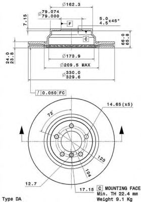 Купить BREMBO 09A25911 ДИСК ТОРМОЗНОЙ ПЕРЕД E 90