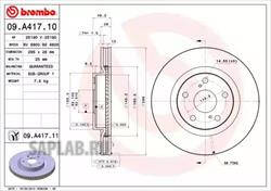 Купить BREMBO 09A41711 09.A417.11 диск тормозной передний! с покрытием\ Toyota RAV4 2.0/2.2D 06>