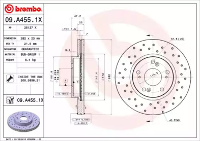 Купить BREMBO 09A4551X Тормозной диск передний с отверстиями