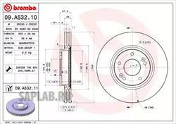 Купить BREMBO 09A53211 09.A532.11 диск тормозной перед.! с покрытием\ Hyundai ix35/Sonata/Tucson, KIA Sportage 2.0-3.3 04>
