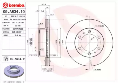 Купить BREMBO 09A63410 ТОРМОЗНЫЕ ДИСКИ*