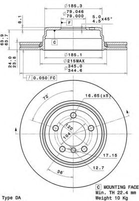 Купить BREMBO 09A71211 ДИСК ТОРМОЗНОЙ E 65 ЗАД *