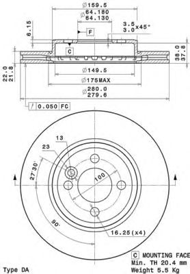 Купить BREMBO 09A76111 ДИСК ТОРМОЗНОЙ ПЕРЕД MINI