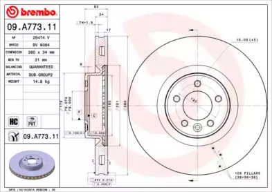 Купить BREMBO 09A77311 ДИСК ПЕРЕД SPORT 10-