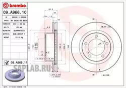 Купить BREMBO 09.A966.11 Диск тормозной 09.A966.11
