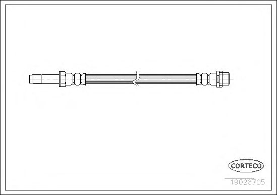 Купить CORTECO 19026705 Шланг тормозной MERCEDES-BENZ: SPRINTER 2-t c бортовой платформой 208 CDI/208 D/210 D/211 CDI/212 D/213 CDI/214/214 NGT/216 CDI 95-06, SPRINTER 2-t автобус 208 CDI/2