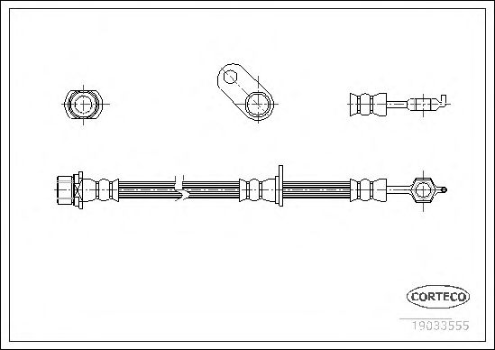 Купить CORTECO 19033555 Шланг тормозной TOYOTA: PRIUS седан 1.5 00-04